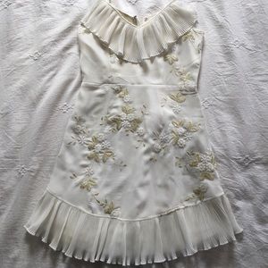 Embroidered White and Gold Floral Dress